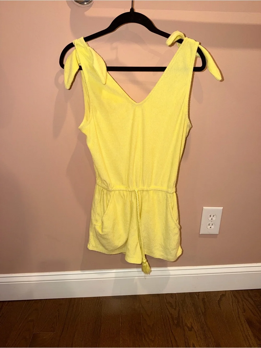 Girls Yellow Tie-Shoulder One-Piece Romper